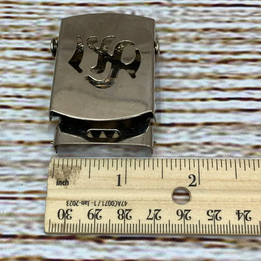 Initial Belt Buckle Silver Tone Calligraphy Letter Cutout Design‎